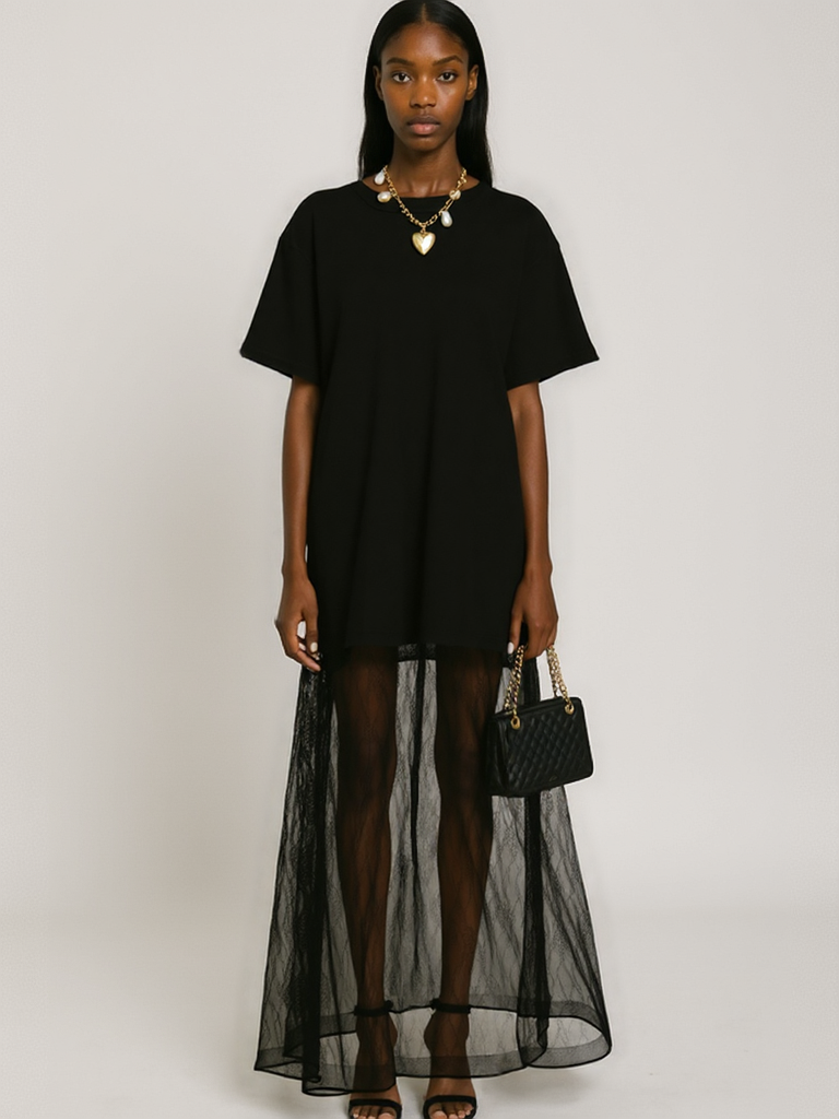 Sheer Drama T-Shirt Dress