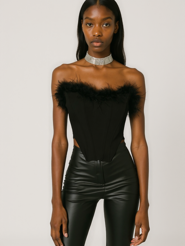 Feathered & Fitted Corset Top